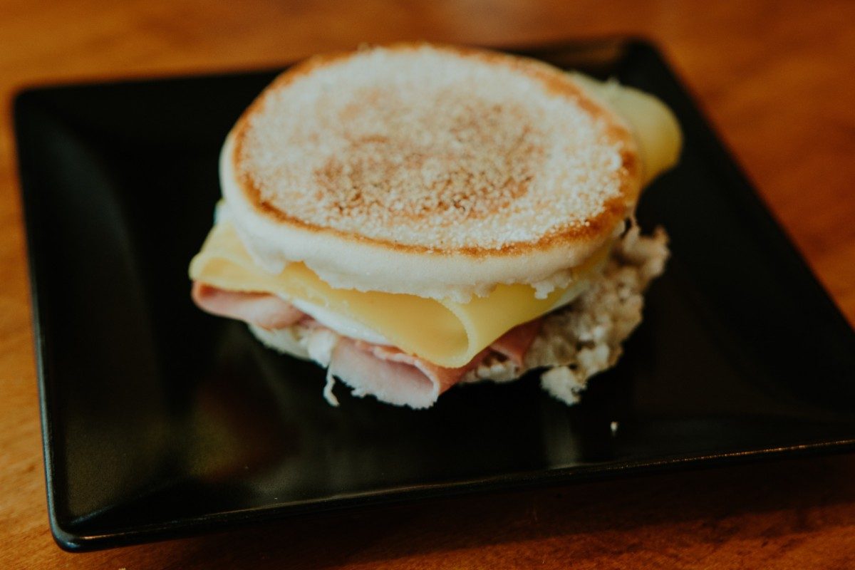 Ham and cheese English muffin.