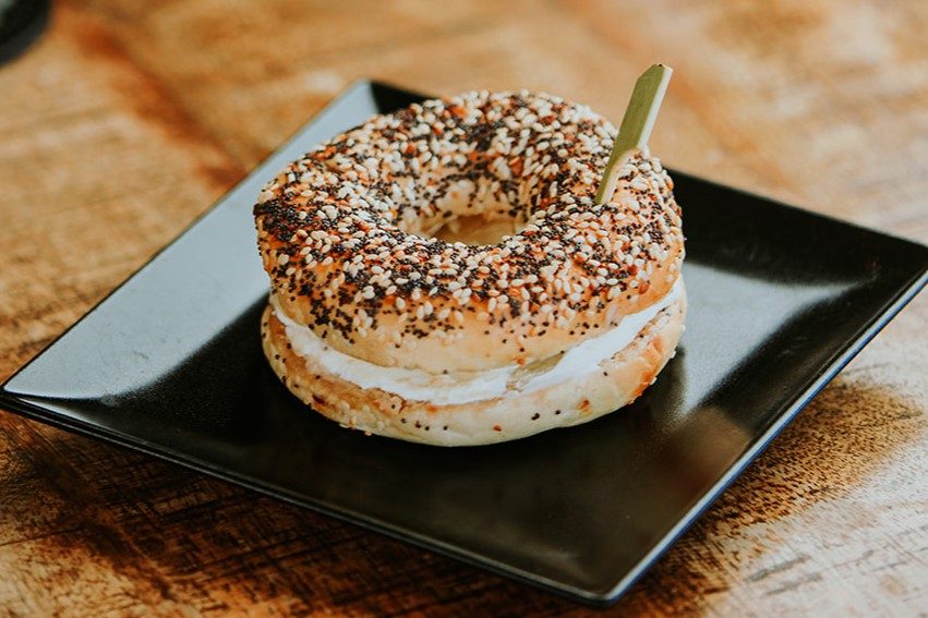 Cream cheese bagel.