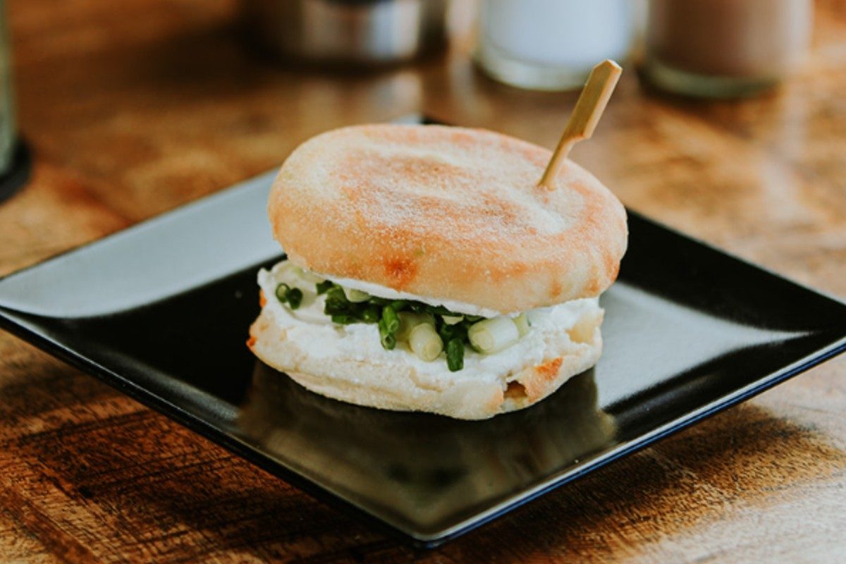 Cream cheese & Scallions English muffin.