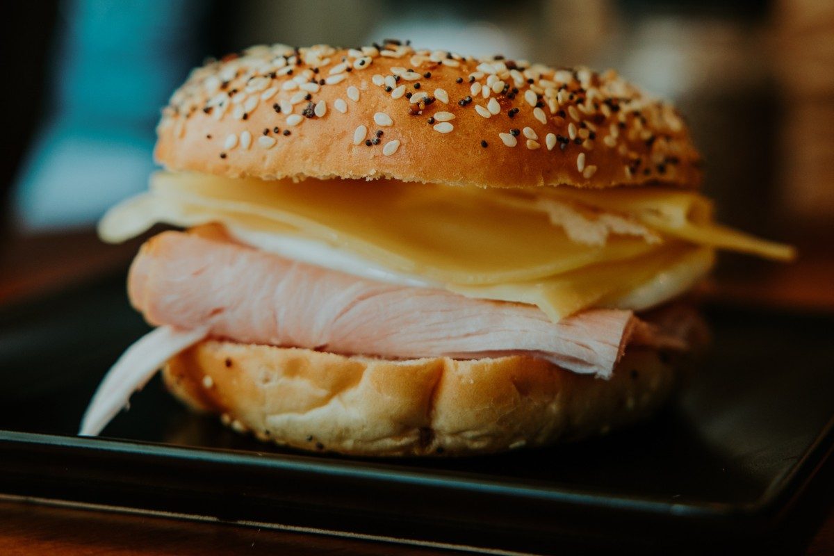 Egg, Smoked turkey, Cheese Bagel.