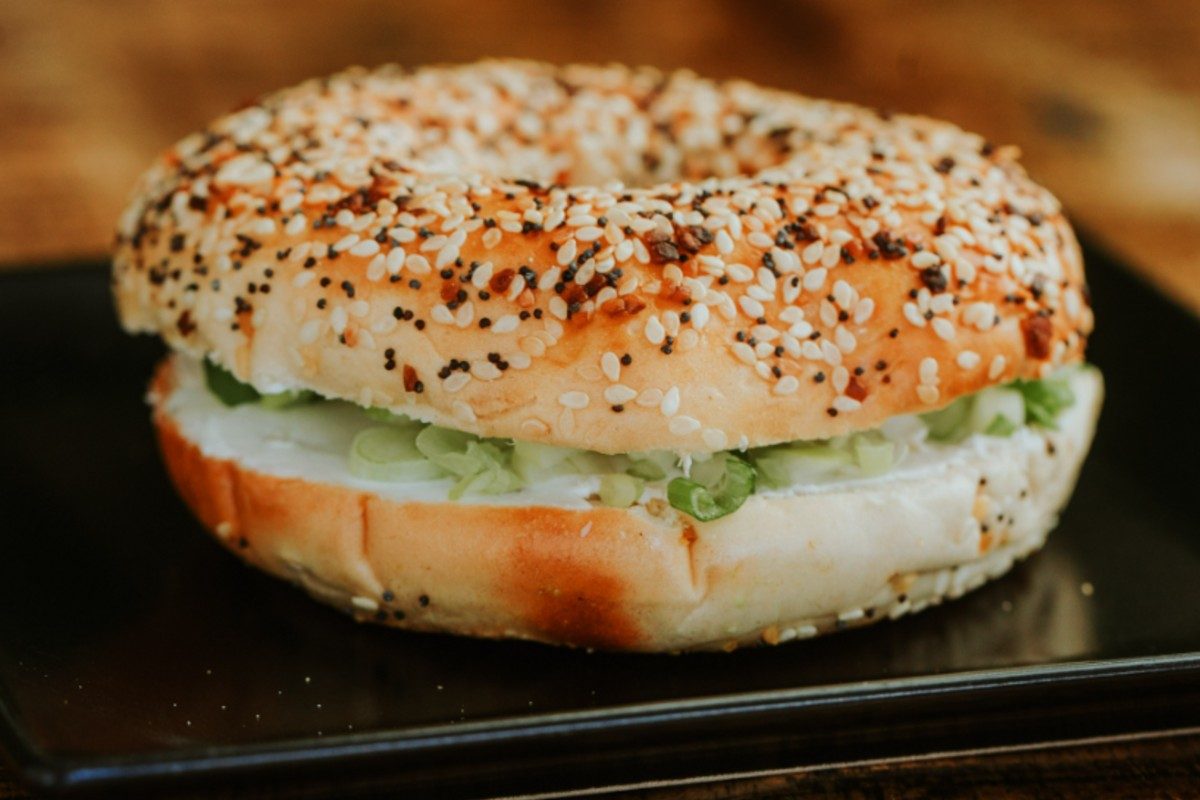 Cream cheese & Scallions bagel.