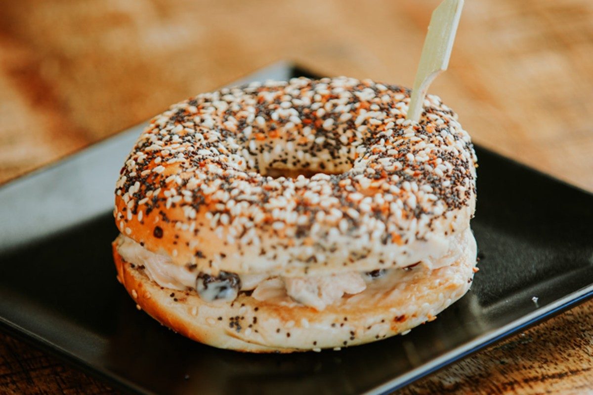 Honey, Walnut, Raisin Cream cheese bagel.