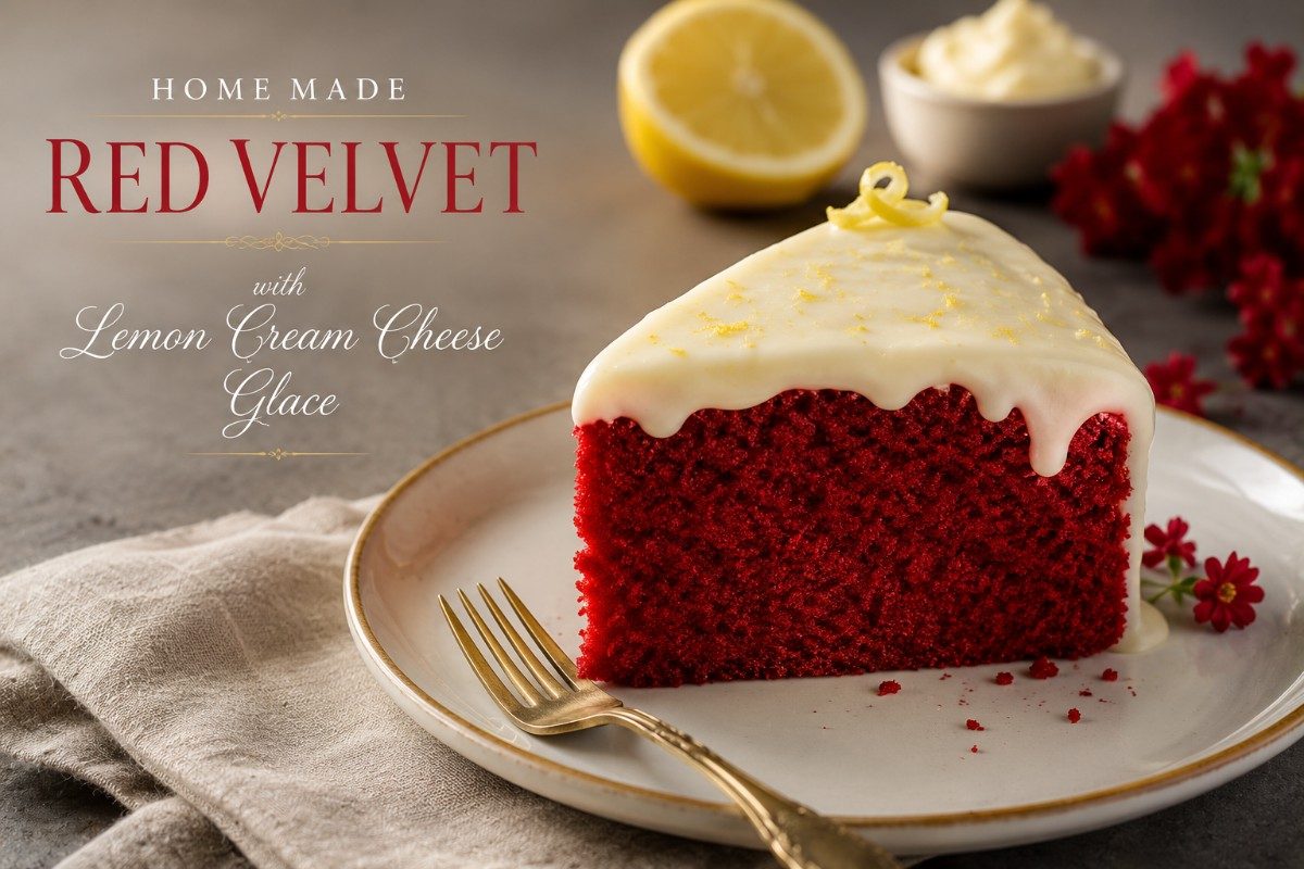 Home-Made Red Velvet with Lemon Cream Cheese Glaze